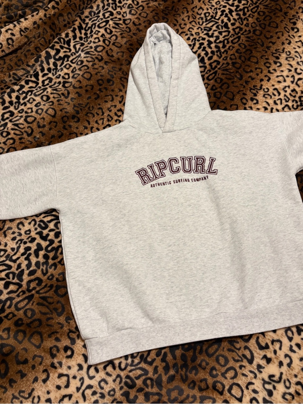 Rip Curl Light Gray Hoodie with Maroon Logo